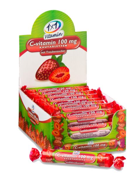 1x1 Vitaday rágótabletta eper szőlőcukorral 17db 1x1 Vitaday rágótabletta eper szőlőcukorral 17db
