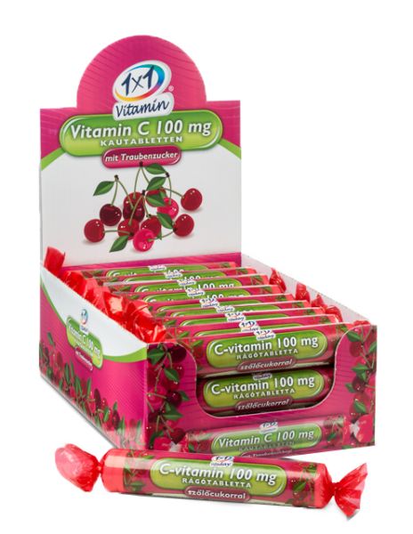 1x1 Vitaday rágótabletta c vitamin cseresznyés 100mg 17db 1x1 Vitaday rágótabletta c vitamin cseresznyés 100mg 17db