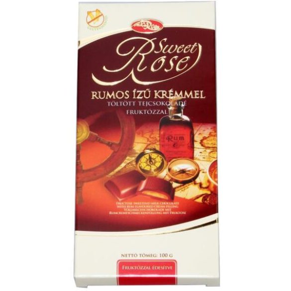 SWEET ROSE TÖLTÖTT RUMOS TEJCSOKI FRUKTÓZZAL 100G
