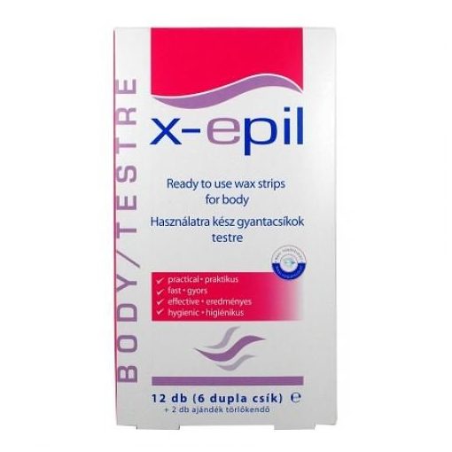 X-Epil szőrtelenítő gyantacsík testre 12db