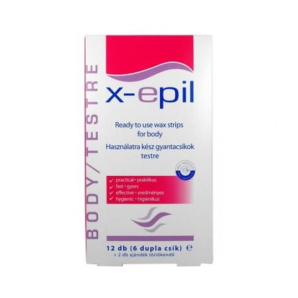 X-Epil szőrtelenítő gyantacsík testre 12db