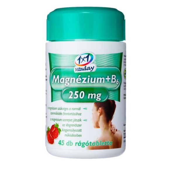 1x1 Vitaday rágótabletta mg 250mg + b6 eper 45db