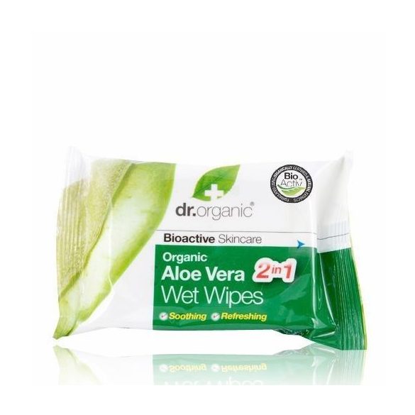 Dr.organic törlőkendő aloe vera 20db