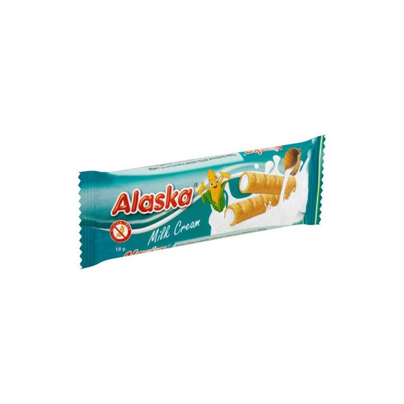 GLUTÉNMENTES ALASKA TEJ ÍZŰ KRÉMMEL TÖLTÖTT KUKORICAOSTYA 18G