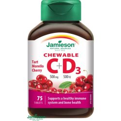   JAMIESON C ÉS D3-VITAMIN CSERESZNYE ÍZŰ SZOPOGATÓ TABLETTA 75DB