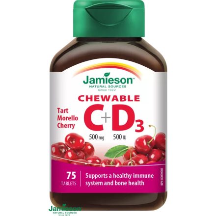 JAMIESON C ÉS D3-VITAMIN CSERESZNYE ÍZŰ SZOPOGATÓ TABLETTA 75DB