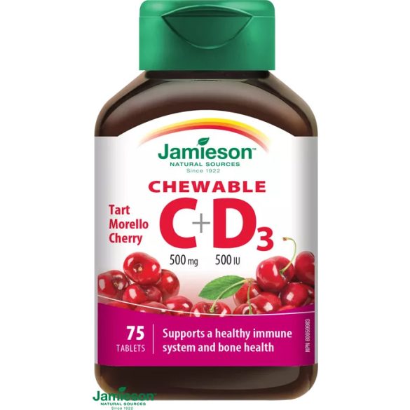 JAMIESON C ÉS D3-VITAMIN CSERESZNYE ÍZŰ SZOPOGATÓ TABLETTA 75DB