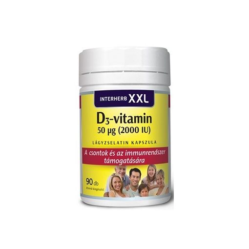 Interherb xxl d3-vitamin 2000iu olívaolajjal kapszula 90db