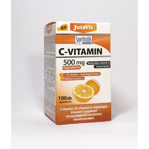 Jutavit c-vitamin 500mg rágótabletta narancs ízű 100db (D3 vitamin+csipkebogyó)