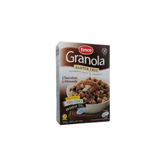 GLUTÉNMENTES GRANOLA MÜZLI CSOKOLÁDÉVAL ÉS MANDULÁVAL 340G