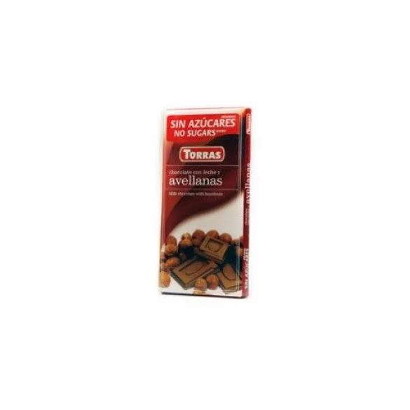 TORRAS HOZZÁADOTT CUKOR NÉLKÜL TEJCSOKOLÁDÉ MOGYORÓS 75G