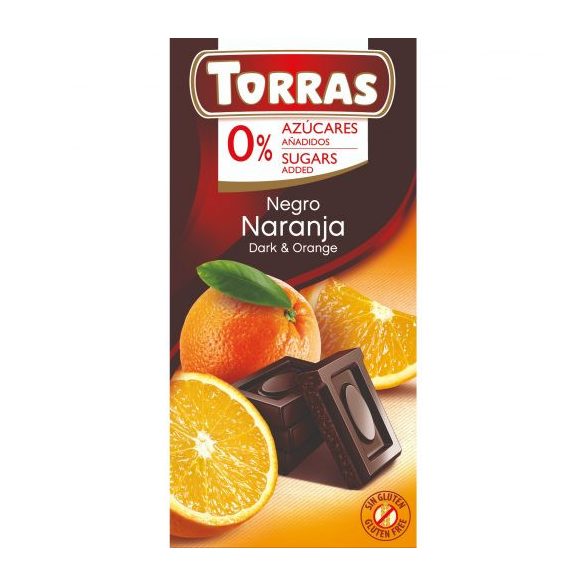 TORRAS HOZZÁADOTT CUKOR NÉLKÜL ÉTCSOKOLÁDÉ NARANCSOS 75G