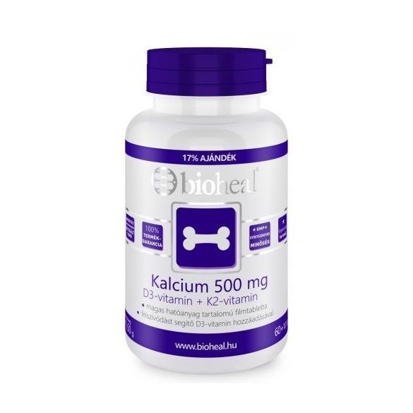 Bioheal kalcium 500 mg + D3-vitamin +K2-vitamin 70db