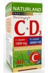 Naturland prémium C 1000mg+D 4000ne vitamin tabletta 40db