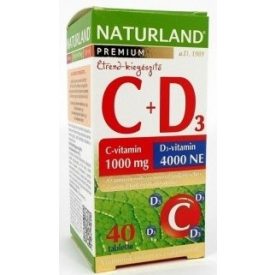 Naturland prémium C 1000mg+D 4000ne vitamin tabletta 40db