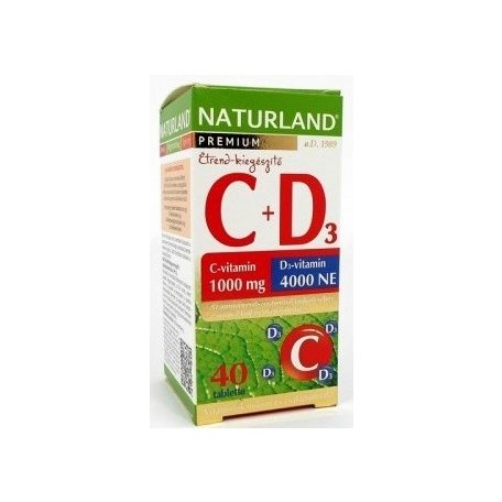 Naturland prémium C 1000mg+D 4000ne vitamin tabletta 40db