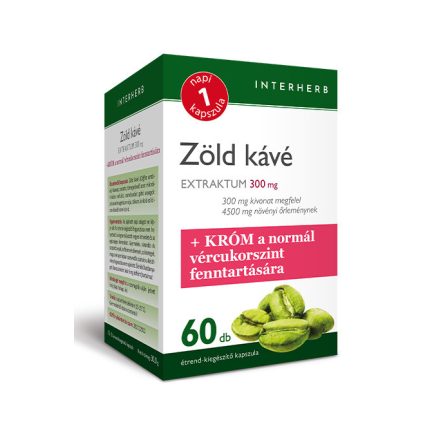 INTERHERB NAPI1 ZÖLD KÁVÉ EXTRAKTUM 300MG+KRÓM KAPSZULA 60DB