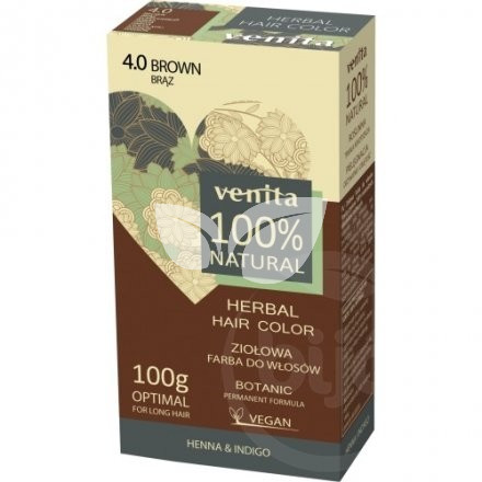 VENITA 100% NATURAL GYÓGYNÖVÉNYES NÖVÉNYI HAJFESTÉK 4.0 BARNA 1DB