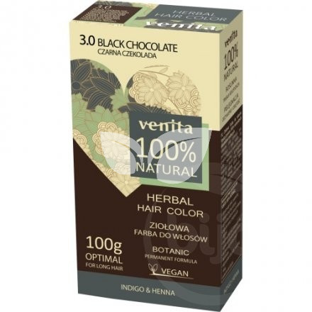 VENITA 100% NATURAL GYÓGYNÖVÉNYES NÖVÉNYI HAJFESTÉK 3.0 FEKETE CSOKOLÁDÉ 1DB