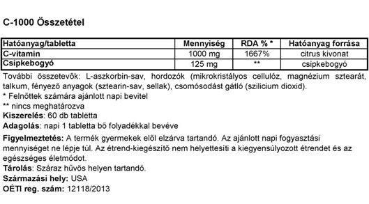 Vitamin Station C-vitamin-60db összetétele
