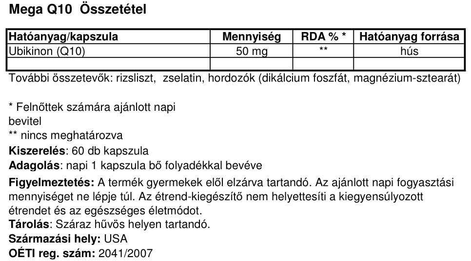 Vitamin Station Q10 összetétele